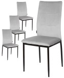 Krzesła tapicerowane Zestaw 4 VALVA DUO VELVET GREY