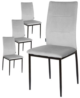Krzesła tapicerowane Zestaw 4 VALVA DUO VELVET GREY