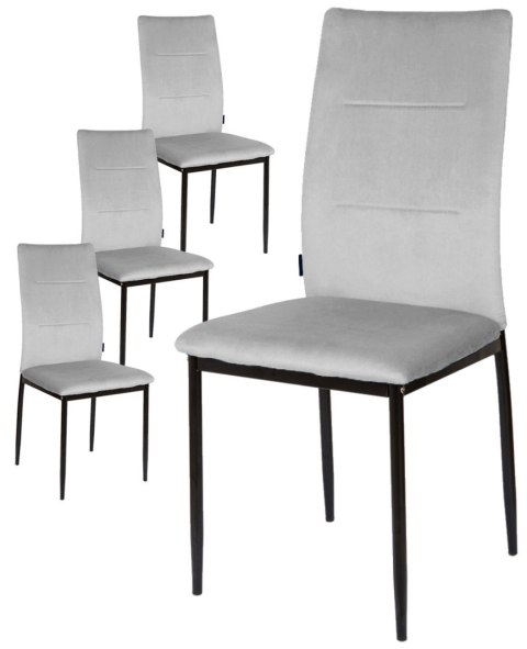 Krzesła tapicerowane Zestaw 4 VALVA DUO VELVET GREY