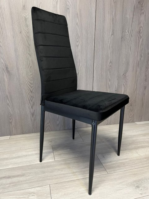 Krzesła tapicerowane zestaw 4 VALVA LINE VELVET BLACK