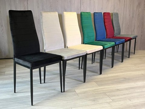 Krzesła tapicerowane zestaw 4 VALVA LINE VELVET BLACK