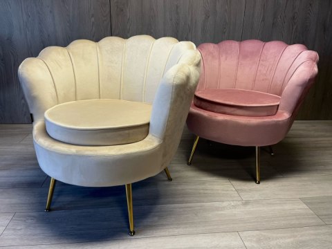 Krzesło Fotel Muszla Lugano DONNA VELVET BEIGE