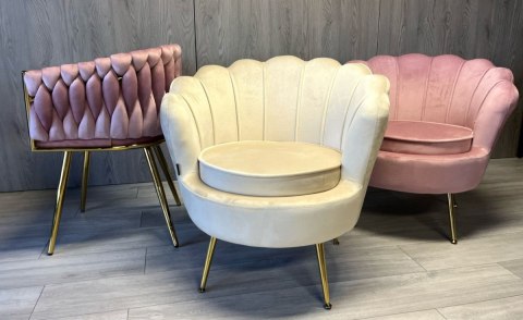 Krzesło Fotel Muszla Lugano DONNA VELVET BEIGE