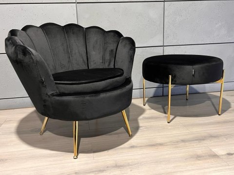 Krzesło Fotel Muszla Lugano DONNA VELVET BLACK OUTLET