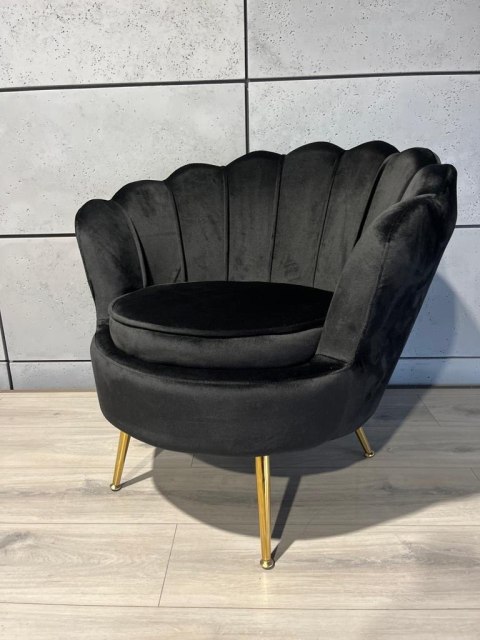 Krzesło Fotel Muszla Lugano DONNA VELVET BLACK OUTLET