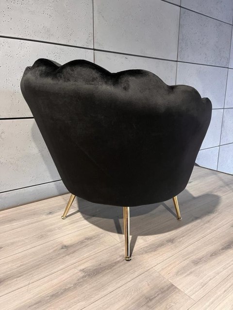 Krzesło Fotel Muszla Lugano DONNA VELVET BLACK OUTLET