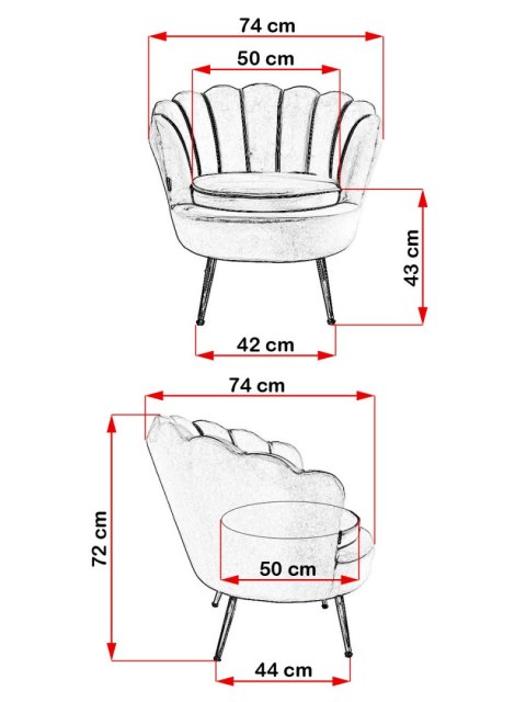 Krzesło Fotel Muszla Lugano DONNA VELVET MINT