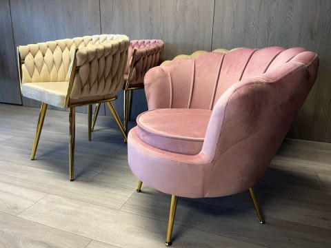 Krzesło Fotel Muszla Lugano DONNA VELVET PINK