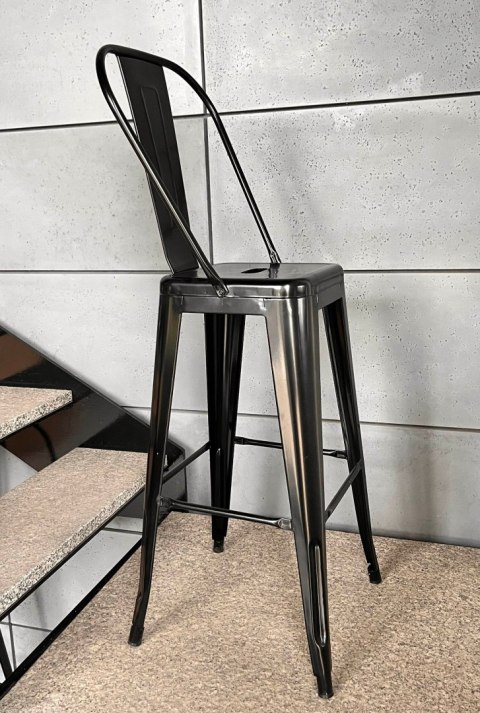 Krzesło barowe hoker BARI HIGH NERO OUTLET