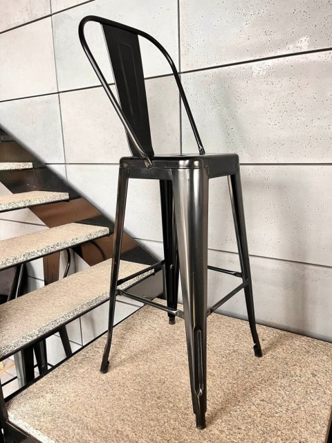 Krzesło barowe hoker BARI HIGH NERO OUTLET