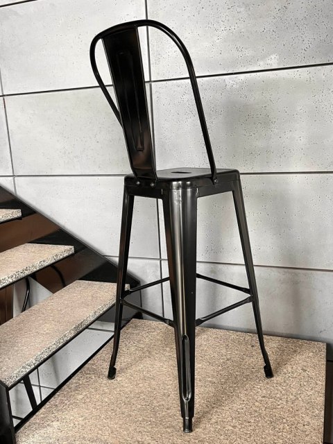 Krzesło barowe hoker BARI HIGH NERO OUTLET