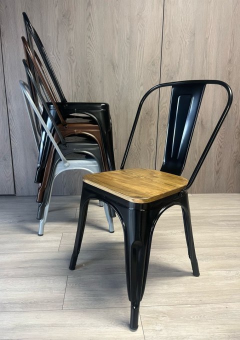 Krzesło metalowe loft CORSICA NERO OAK TOLIX