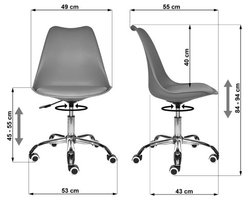 Krzesło obrotowe MONZA OFFICE GREY + GREY FABRIC II