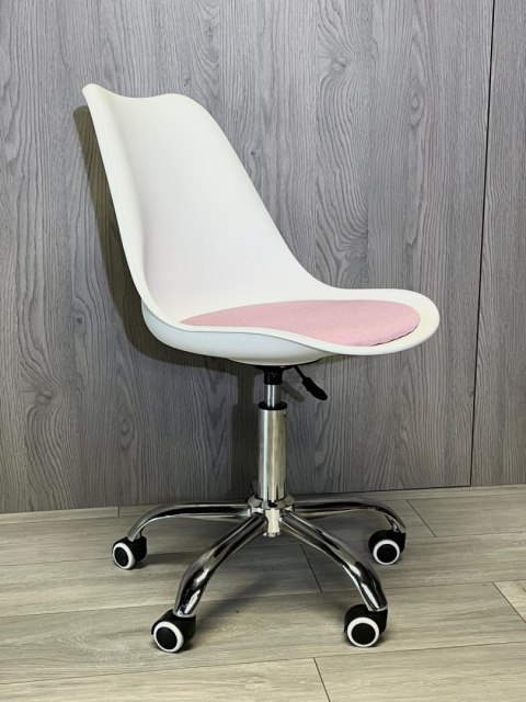 Krzesło obrotowe MONZA OFFICE WHITE + PINK FABRIC II
