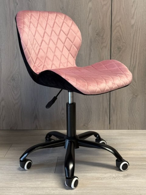 Krzesło obrotowe VASTO OFFICE VELVET PINK + BLACK CARO SMOKE