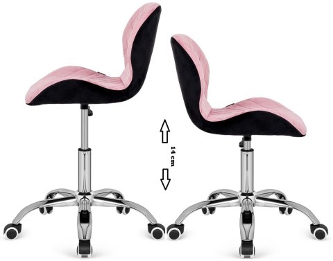 Krzesło obrotowe VASTO OFFICE VELVET PINK + BLACK CARO