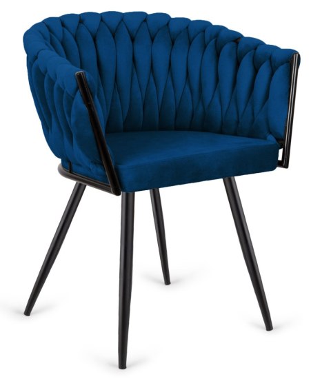 Krzesło plecione Lugano fotel TRECCIA BLUE VELVET SMOKE OUTLET