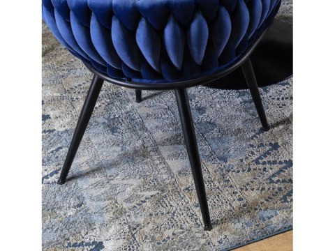 Krzesło plecione Lugano fotel TRECCIA BLUE VELVET SMOKE OUTLET