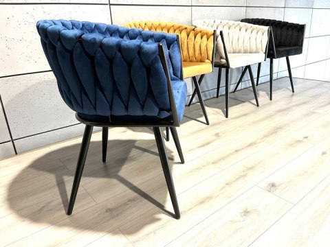 Krzesło plecione Lugano fotel TRECCIA BLUE VELVET SMOKE OUTLET