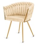 Krzesło plecione Lugano fotel TRECCIA CREAM VELVET GOLD II GATUNEK