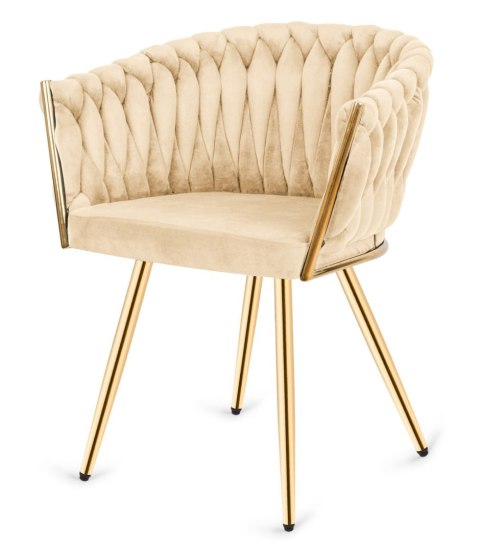Krzesło plecione Lugano fotel TRECCIA CREAM VELVET GOLD II GATUNEK