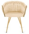 Krzesło plecione Lugano fotel TRECCIA CREAM VELVET GOLD II GATUNEK