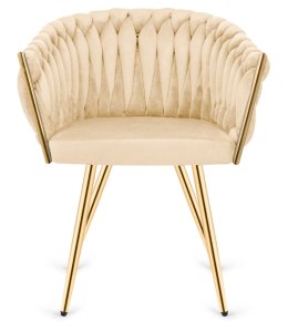 Krzesło plecione Lugano fotel TRECCIA CREAM VELVET GOLD II GATUNEK
