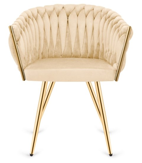 Krzesło plecione Lugano fotel TRECCIA CREAM VELVET GOLD II GATUNEK