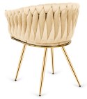 Krzesło plecione Lugano fotel TRECCIA CREAM VELVET GOLD II GATUNEK