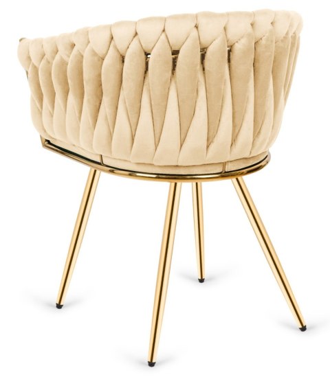 Krzesło plecione Lugano fotel TRECCIA CREAM VELVET GOLD II GATUNEK