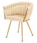 Krzesło plecione Lugano fotel TRECCIA CREAM VELVET GOLD