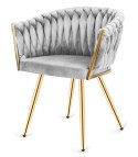 Krzesło plecione Lugano fotel TRECCIA GREY VELVET GOLD II GATUNEK