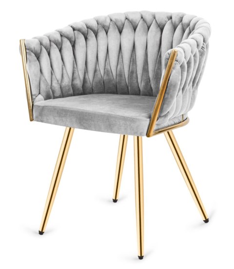 Krzesło plecione Lugano fotel TRECCIA GREY VELVET GOLD II GATUNEK