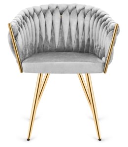 Krzesło plecione Lugano fotel TRECCIA GREY VELVET GOLD II GATUNEK