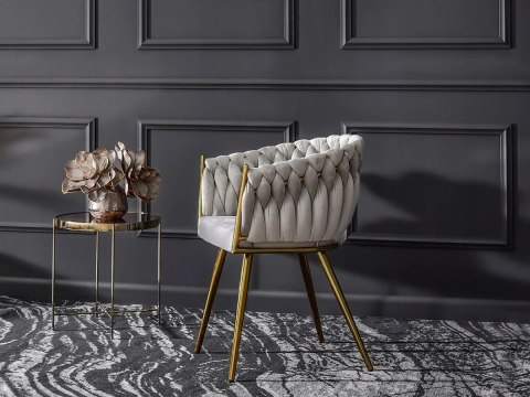 Krzesło plecione Lugano fotel TRECCIA GREY VELVET GOLD II GATUNEK