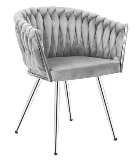Krzesło plecione Lugano fotel TRECCIA GREY VELVET SILVER II GATUNEK