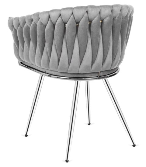 Krzesło plecione Lugano fotel TRECCIA GREY VELVET SILVER II GATUNEK