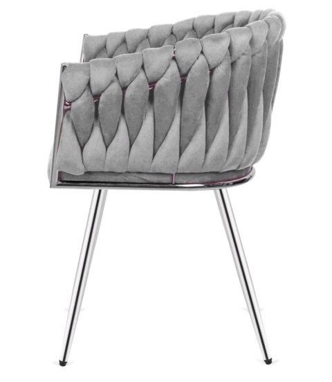Krzesło plecione Lugano fotel TRECCIA GREY VELVET SILVER II GATUNEK
