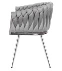 Krzesło plecione Lugano fotel TRECCIA GREY VELVET SILVER
