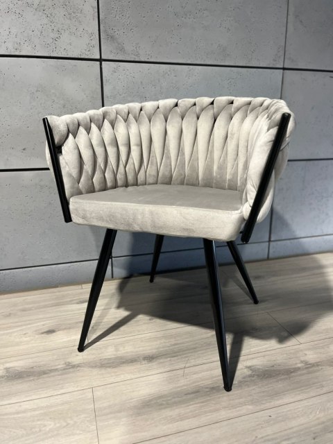 Krzesło plecione Lugano fotel TRECCIA GREY VELVET SMOKE