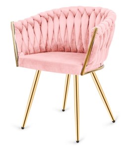Krzesło plecione Lugano fotel TRECCIA PINK VELVET GOLD II GATUNEK