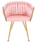 Krzesło plecione Lugano fotel TRECCIA PINK VELVET GOLD II GATUNEK