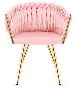 Krzesło plecione Lugano fotel TRECCIA PINK VELVET GOLD II GATUNEK