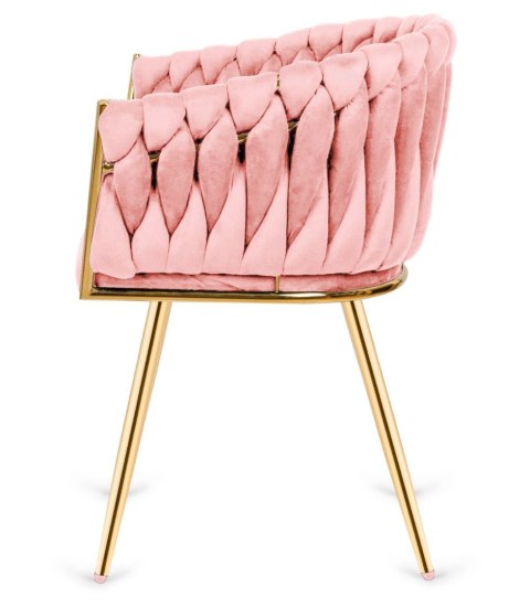 Krzesło plecione Lugano fotel TRECCIA PINK VELVET GOLD II GATUNEK