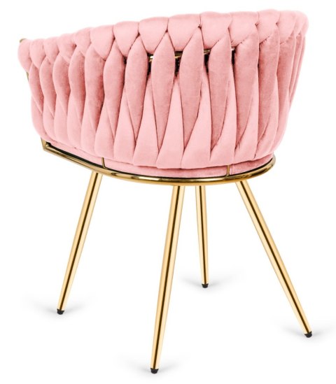 Krzesło plecione Lugano fotel TRECCIA PINK VELVET GOLD II GATUNEK