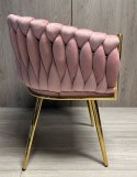 Krzesło plecione Lugano fotel TRECCIA PINK VELVET GOLD II GATUNEK