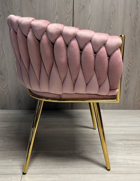 Krzesło plecione Lugano fotel TRECCIA PINK VELVET GOLD II GATUNEK
