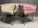 Krzesło plecione Lugano fotel TRECCIA PINK VELVET GOLD II GATUNEK