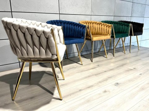 Krzesło plecione Lugano fotel TRECCIA PINK VELVET GOLD II GATUNEK