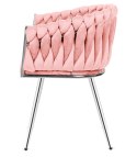 Krzesło plecione Lugano fotel TRECCIA PINK VELVET SILVER